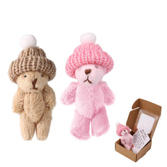 TOYMIS little bear in box with hat, soft plush for desk or shelf decor.