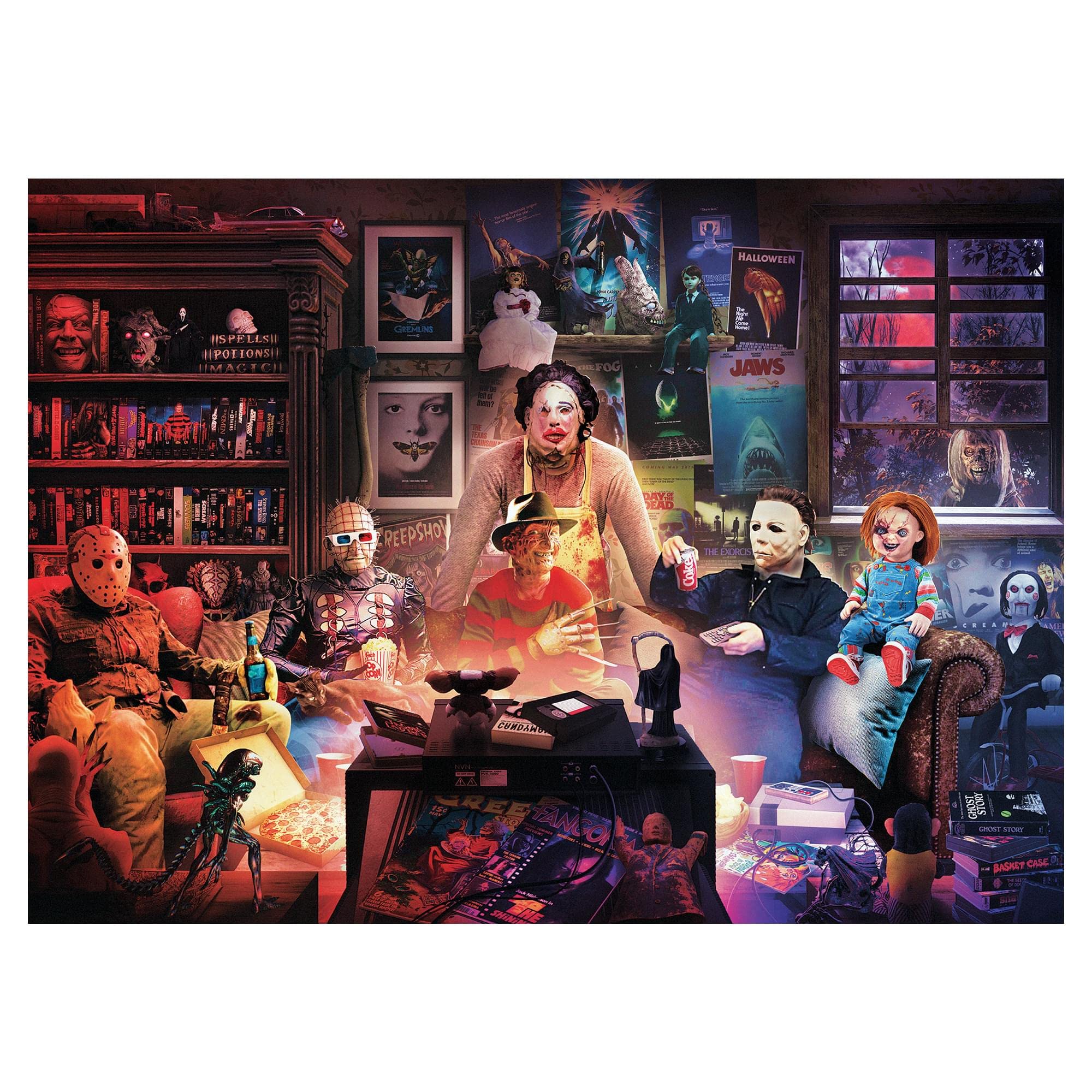 Toynk Horror Night Watch Party box cover inviting horror fans to a thrilling puzzle experience.