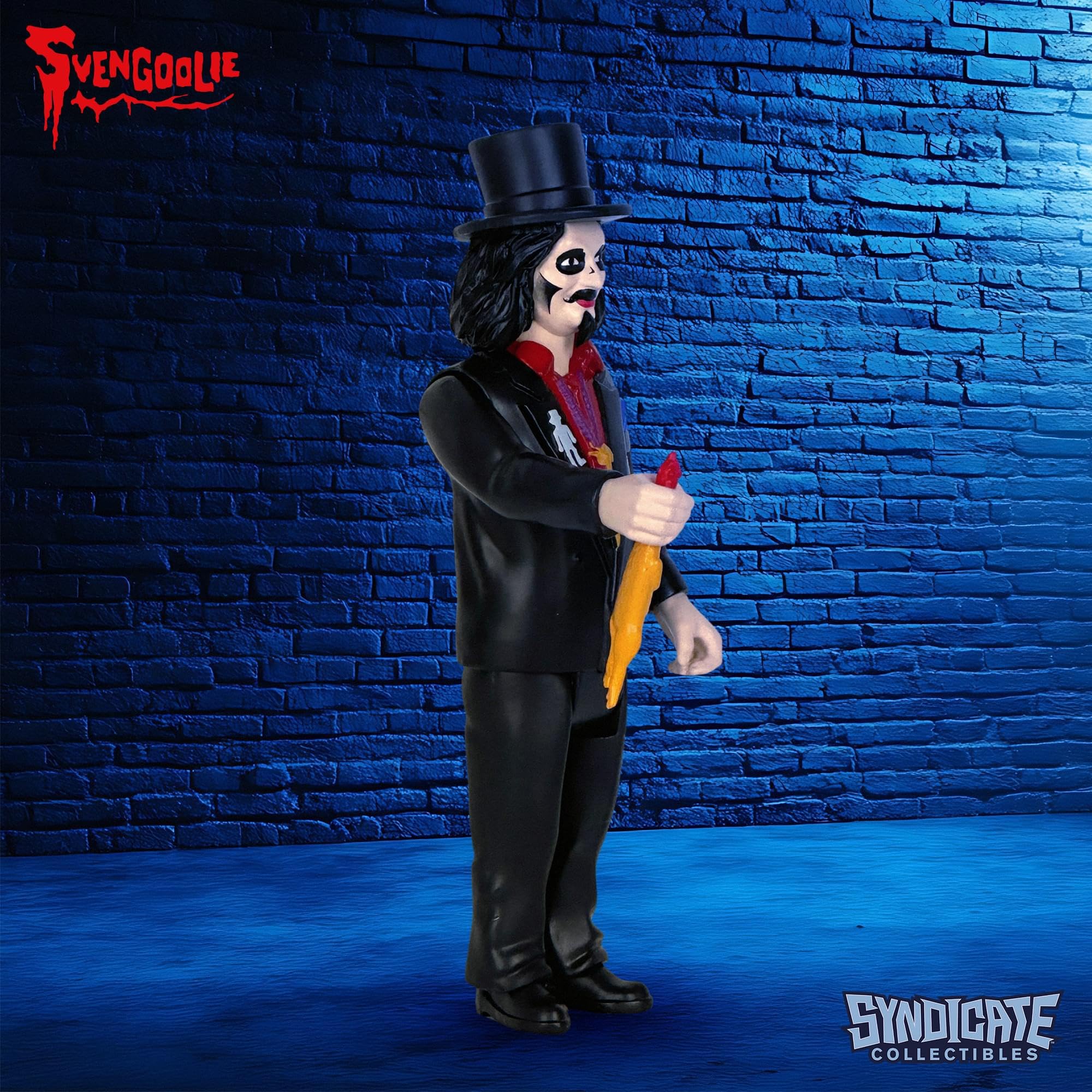 Toynk Svengoolie figure highlights detailed facial features and retro charm.