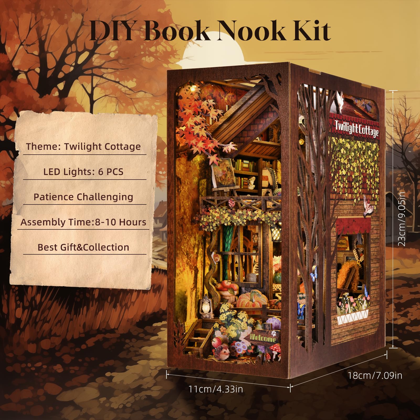 TOYQI Book Nook DIY assembly guide image helps beginners build creativity step by step.