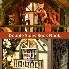 TOYQI Book Nook Kit Baron detail showing the cat gentleman.