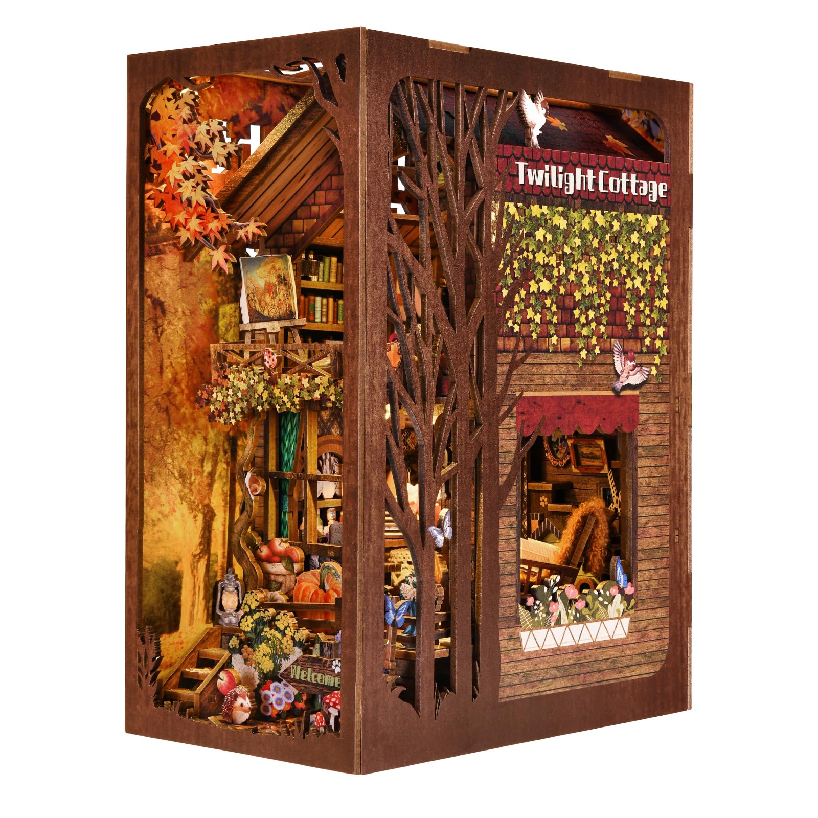 TOYQI Book Nook Kit dollhouse assembly in progress for teens