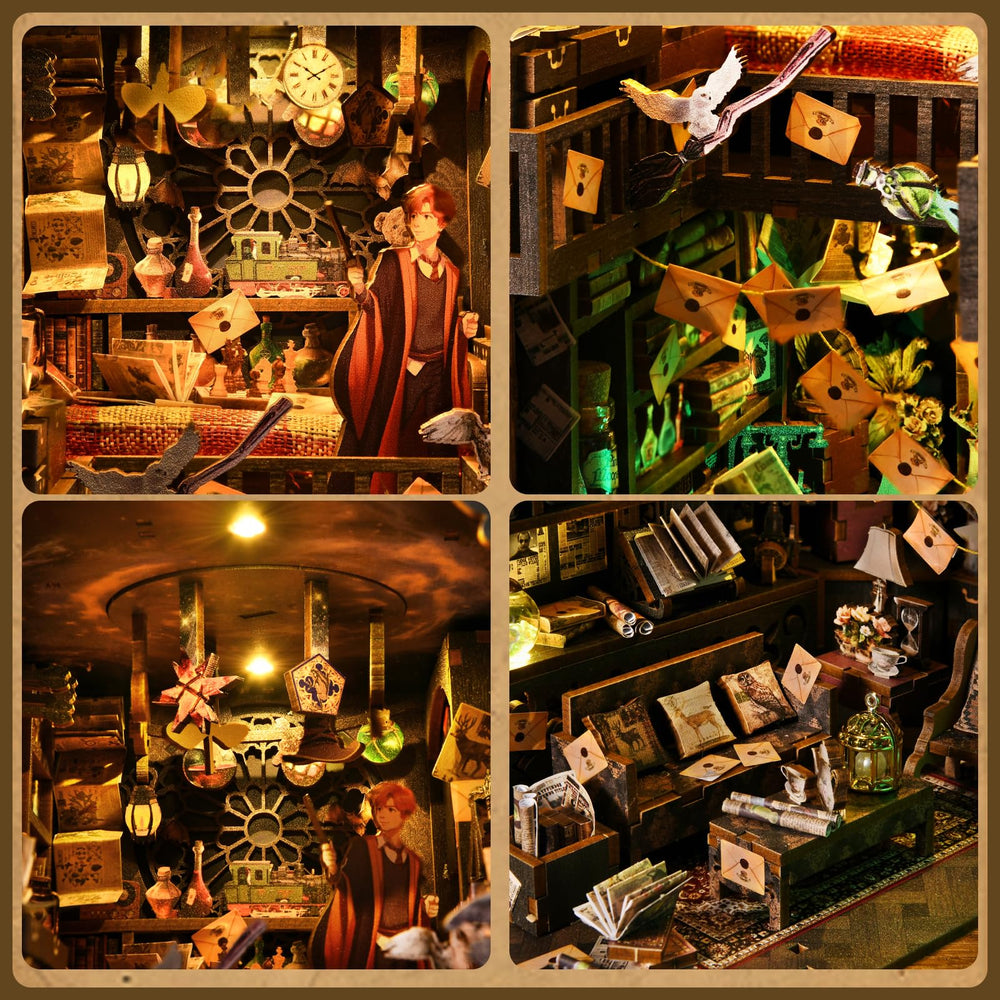 TOYQI Book Nook Kit led-lighting creates warm, magical room illumination.