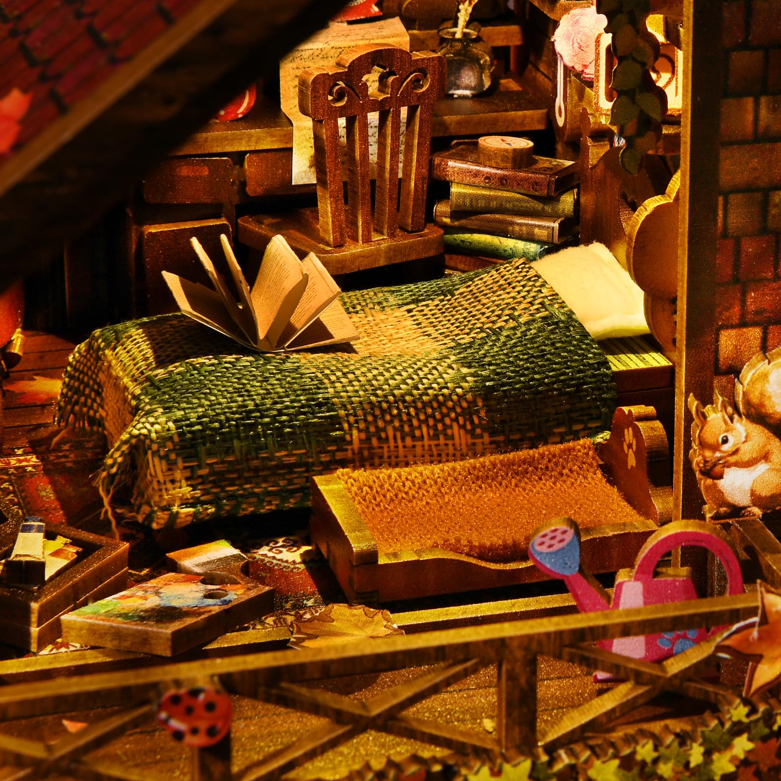 TOYQI Book Nook Kit LED lighting brings cottage to life for evening display