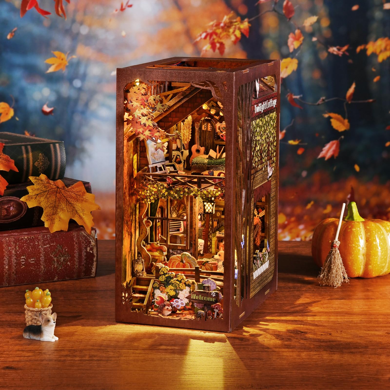 TOYQI Book Nook Kit cozy nest and puppy for storytelling corner inspiration