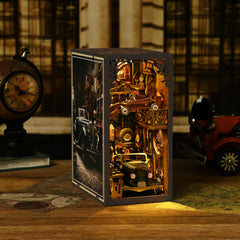 TOYQI Book Nook Kit tools and parts arranged for assembling a model scene