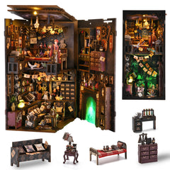 TOYQI Book Nook Kit wizard house glow, ideal as a cozy bookshelf centerpiece.