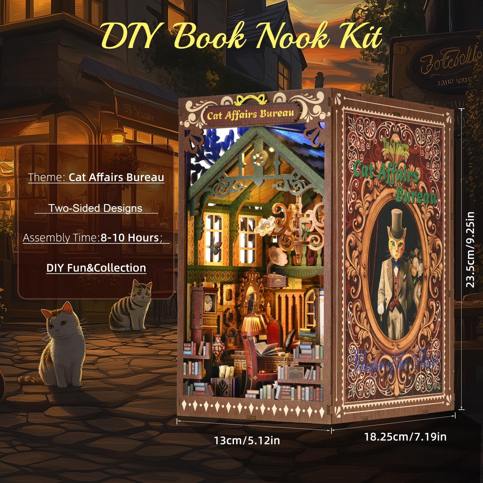TOYQI Book Nook Kit wooden puzzle assembly process detail.