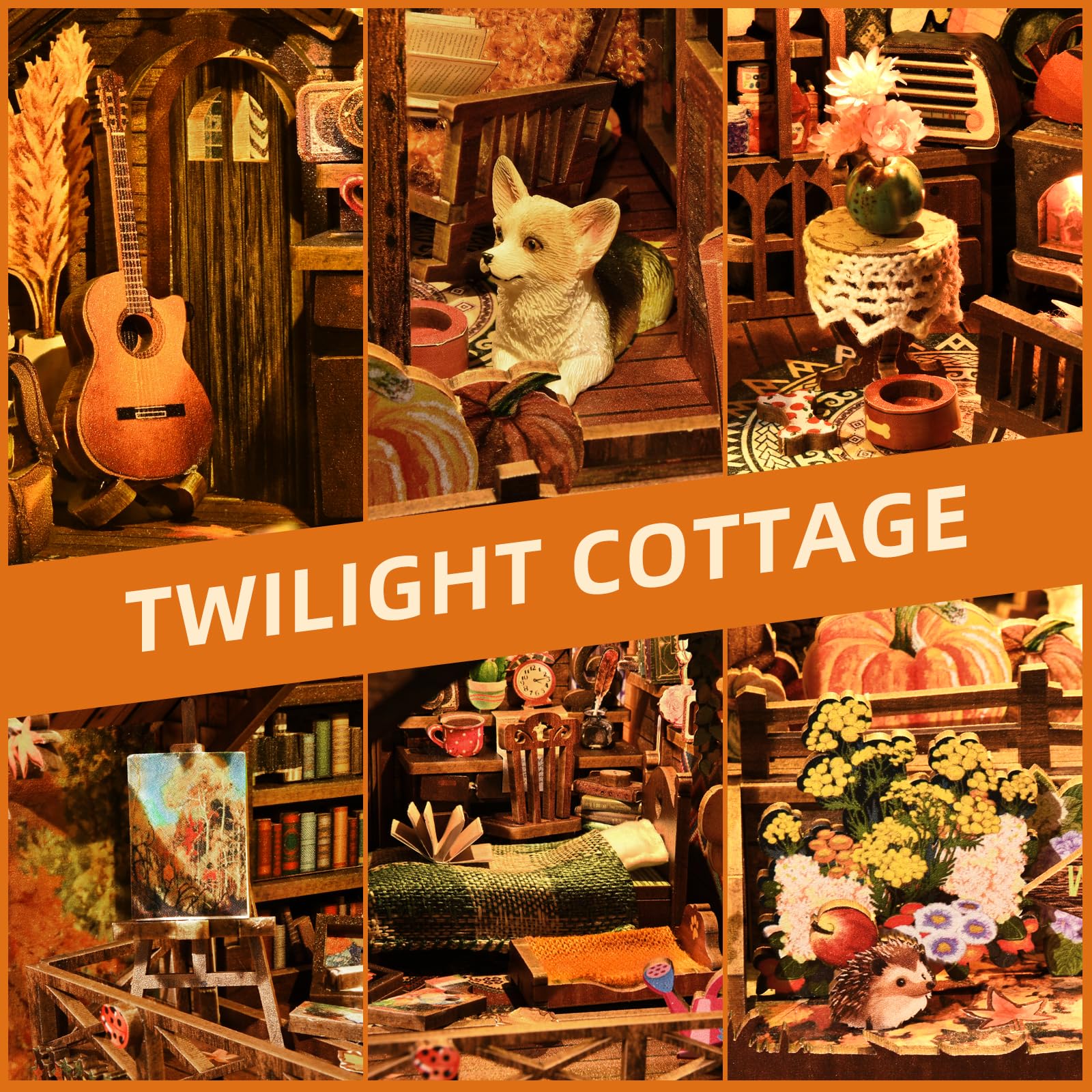 TOYQI Book Nook LED lighting set adds warm ambience to your mini scene.