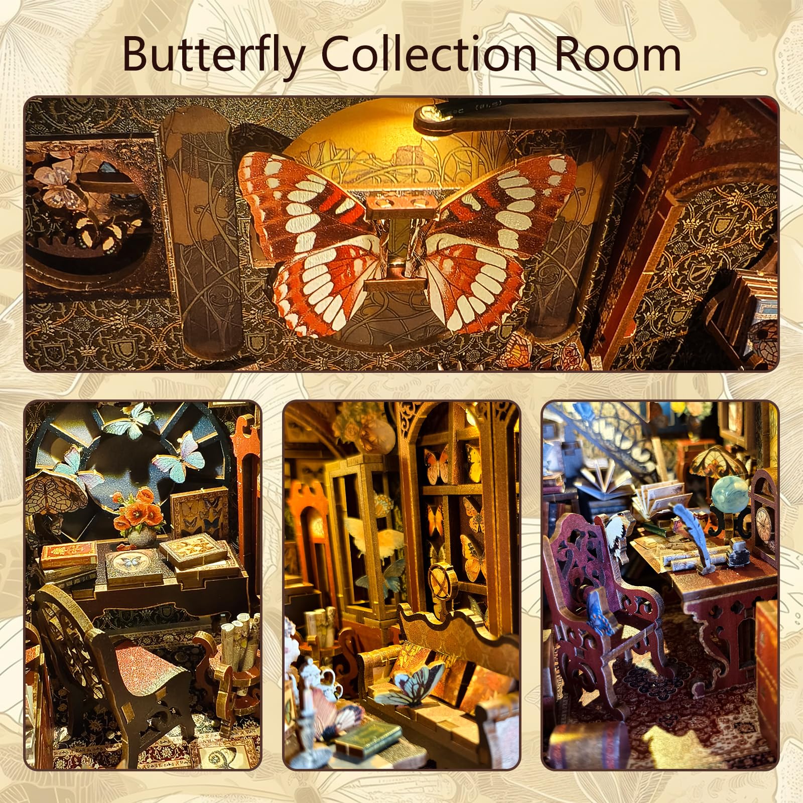 TOYQI booknook LED light feature brings the butterfly world to life
