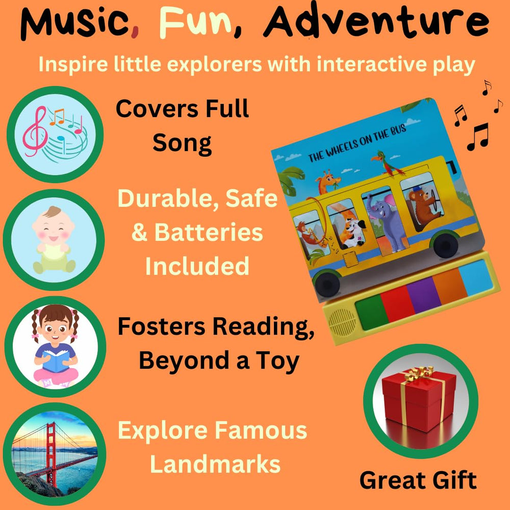 Toys and Love Wheels on the Bus durable-pages design withstands busy hands.