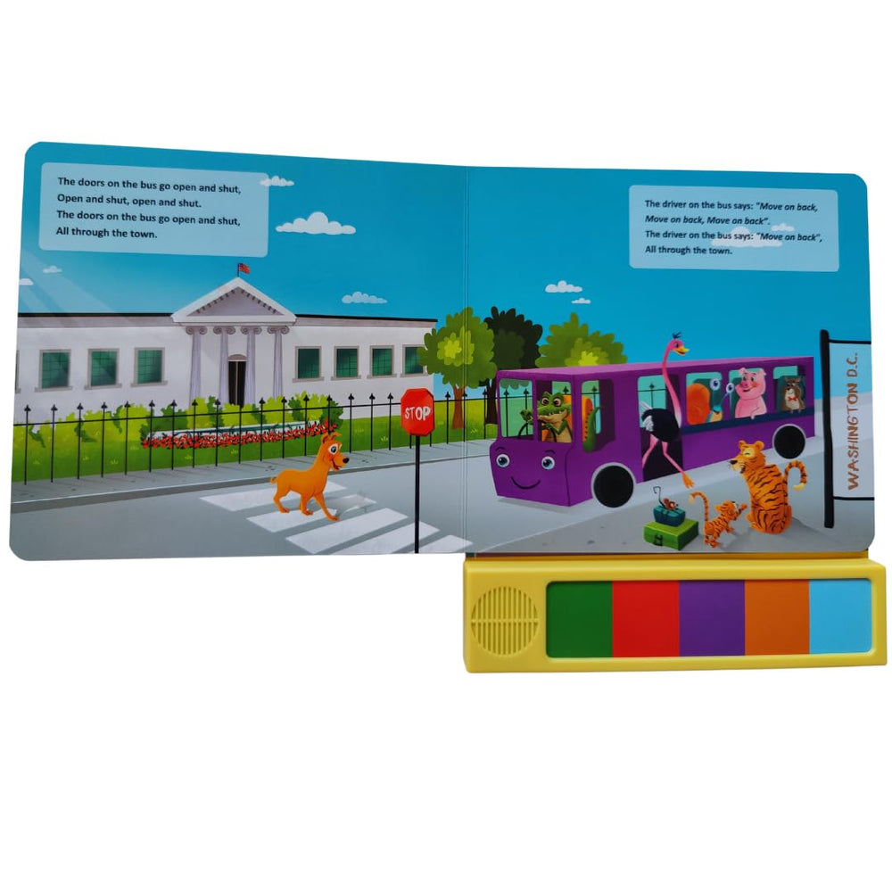 Toys and Love Wheels on the Bus musical tune promotes rhythm and recall.