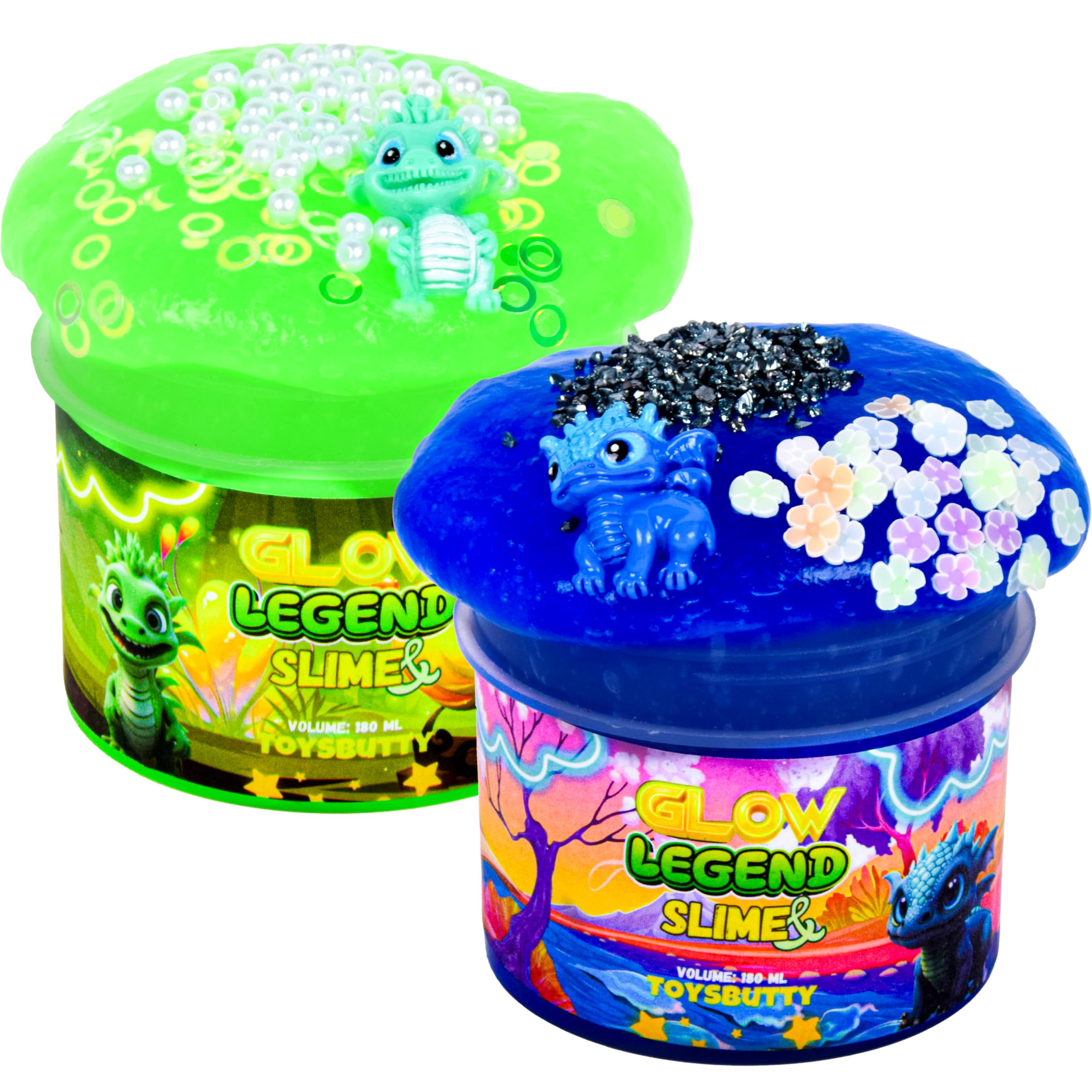 ToysButty FINOCLAY blue glow slime dragon for glow-in-the-dark play