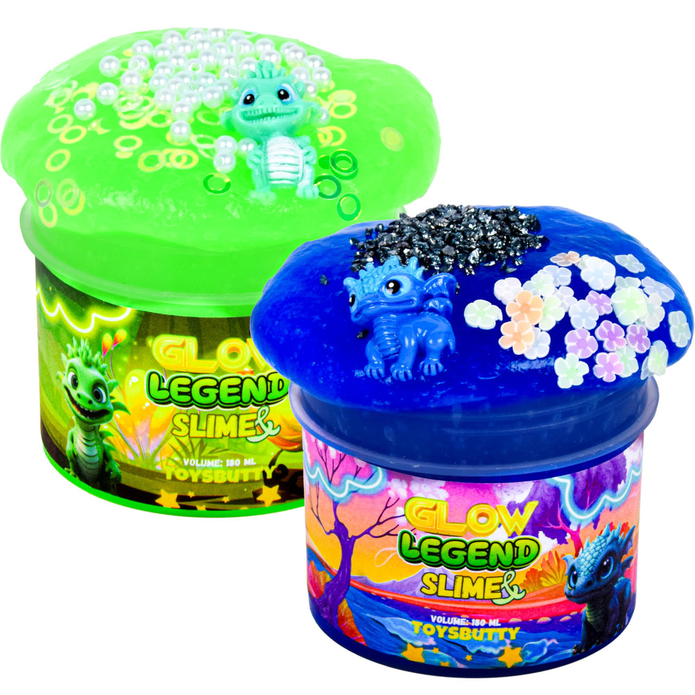 ToysButty FINOCLAY blue glow slime dragon for glow-in-the-dark play