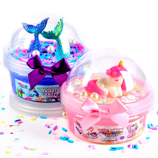 ToysButty Finoclay Butter Slime kit with unicorn and mermaid charms for imaginative play.