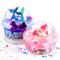 ToysButty Finoclay Butter Slime kit with unicorn and mermaid charms for imaginative play.