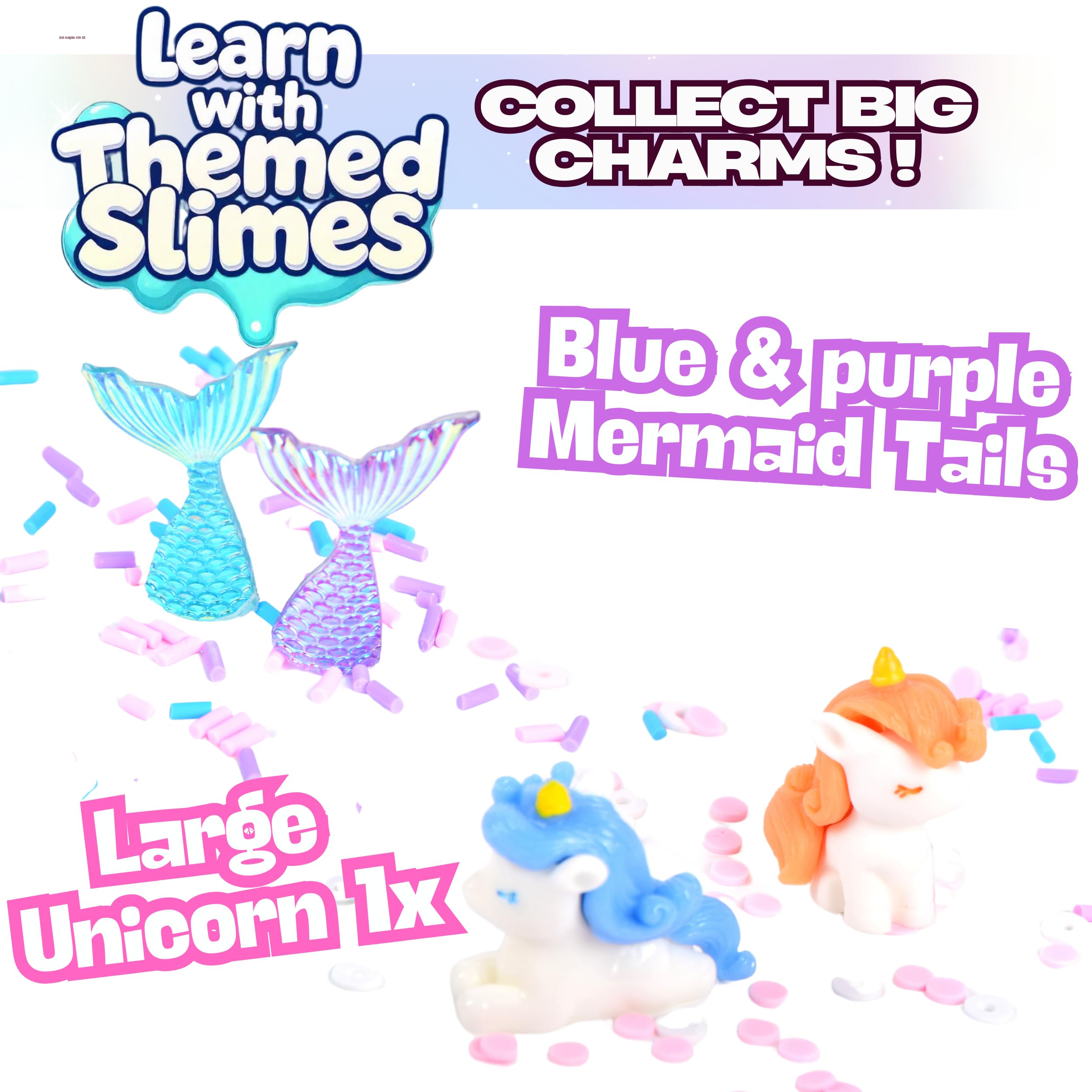 ToysButty unicorn figure and mermaid tails spark creativity during slime creation.