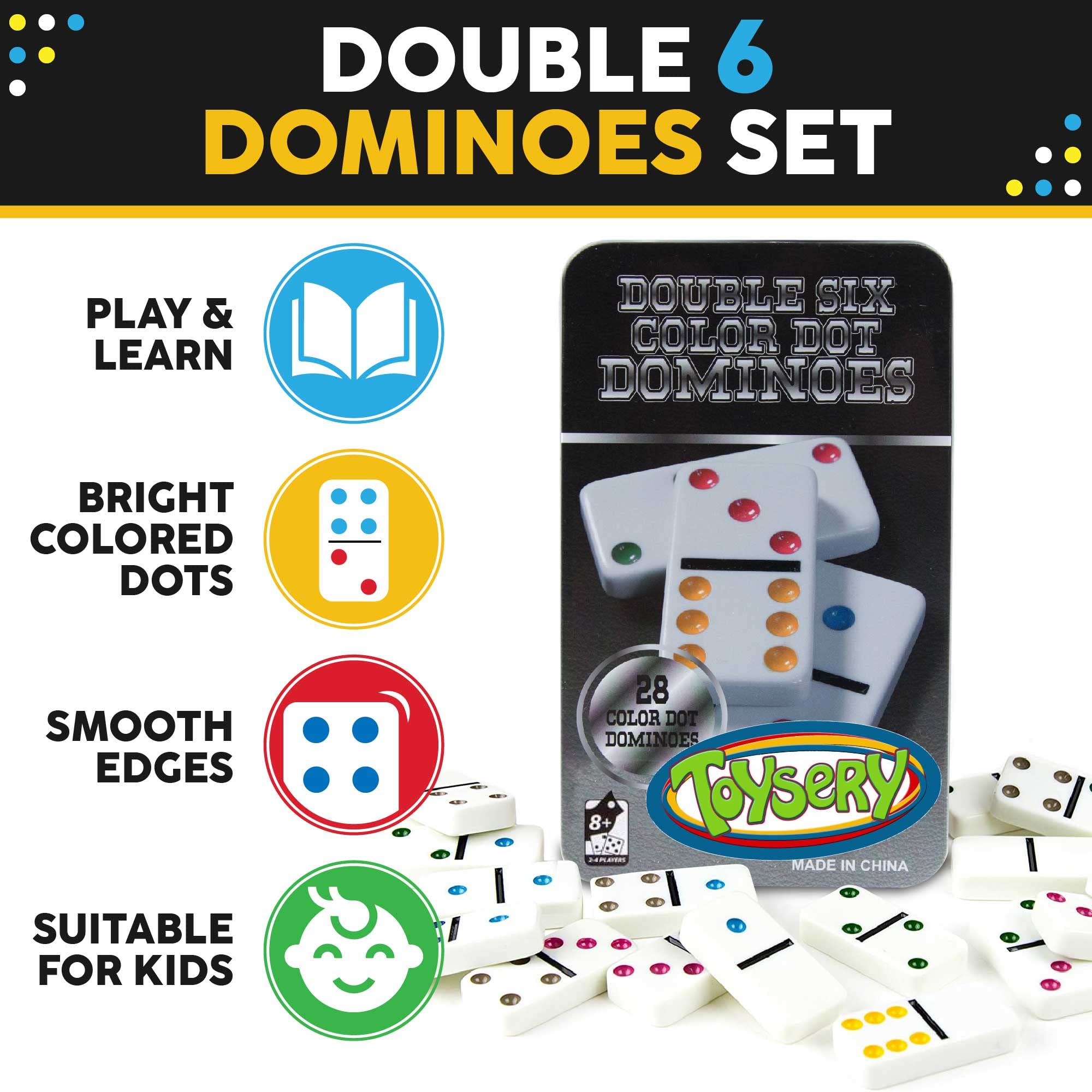 Toysery tin case keeps 28 pieces organized and ready to play.