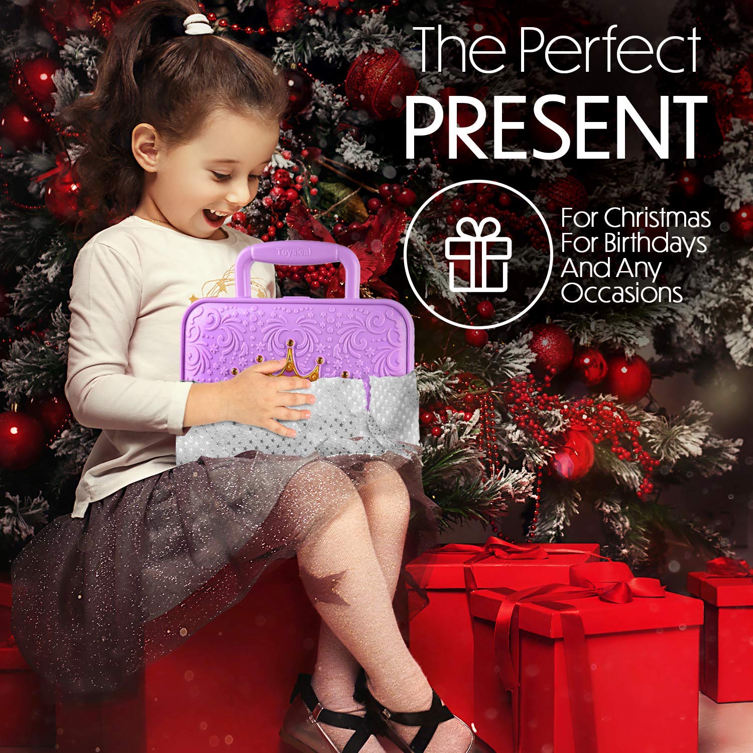 Toysical non-toxic labeling emphasizing safe, washable cosmetics for kids
