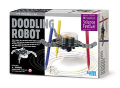 Toysmith 4M Doodling Robot during assembly with simple drawing ideas for 8 plus kids.