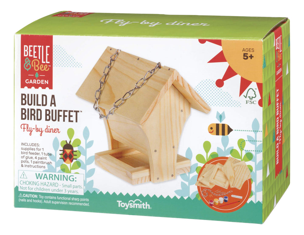 Toysmith Beetle and Bee Bird Buffet wood parts for kid-friendly assembly