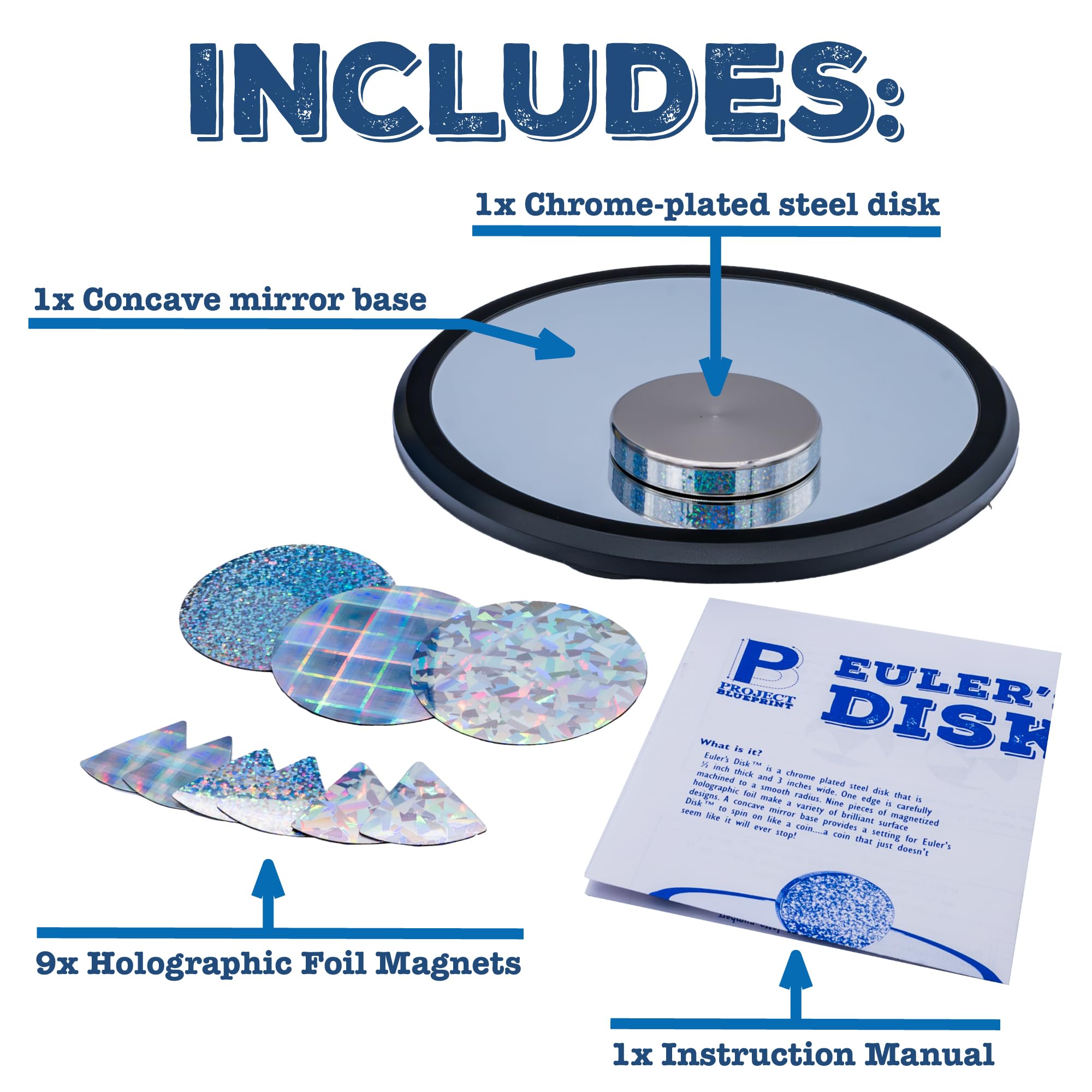 Toysmith Euler’s Disk with magnetized foils for customizable visuals