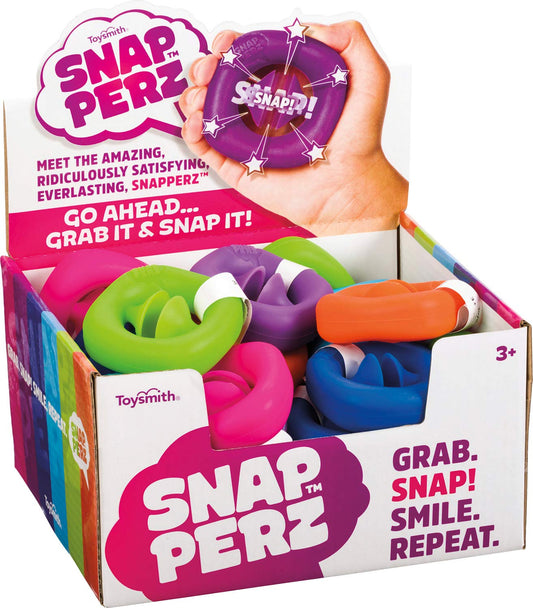 Toysmith Snapperz palm-squeeze action delivers satisfying pops for focus and stress relief.