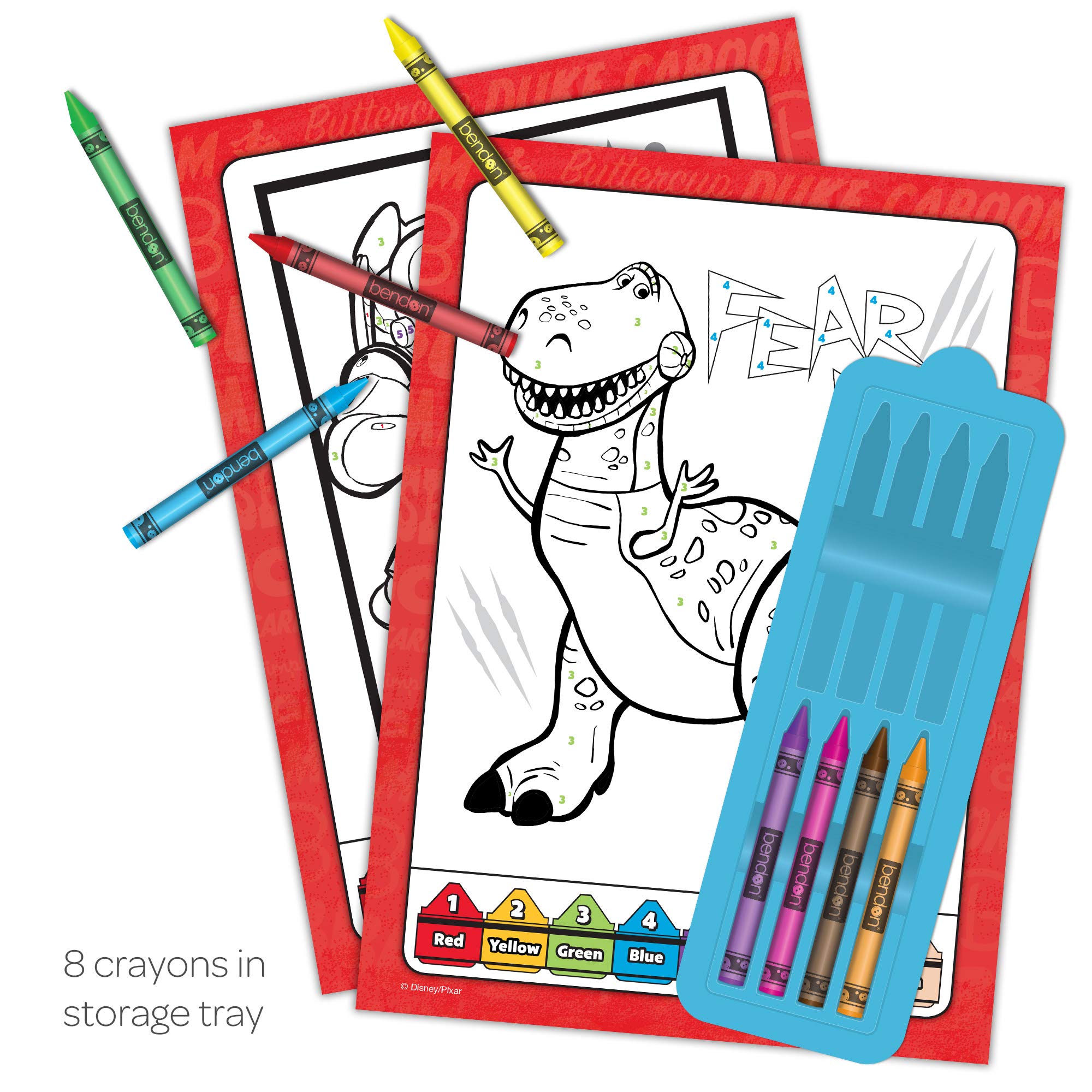 Toy Story 4 pages inside showing color-by-number art for beginners