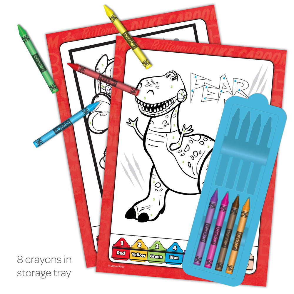 Toy Story 4 pages inside showing color-by-number art for beginners