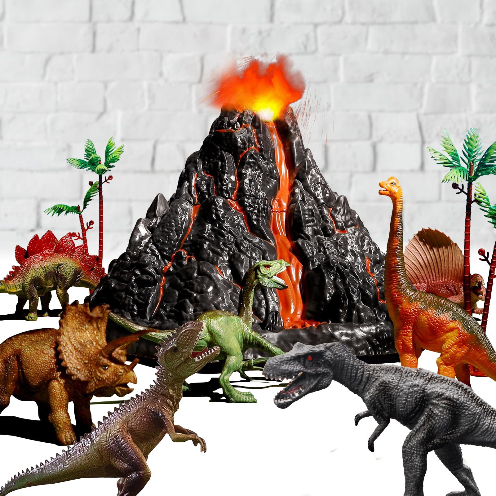 TOYSXYIN volcano set front view with erupting top for imaginative play