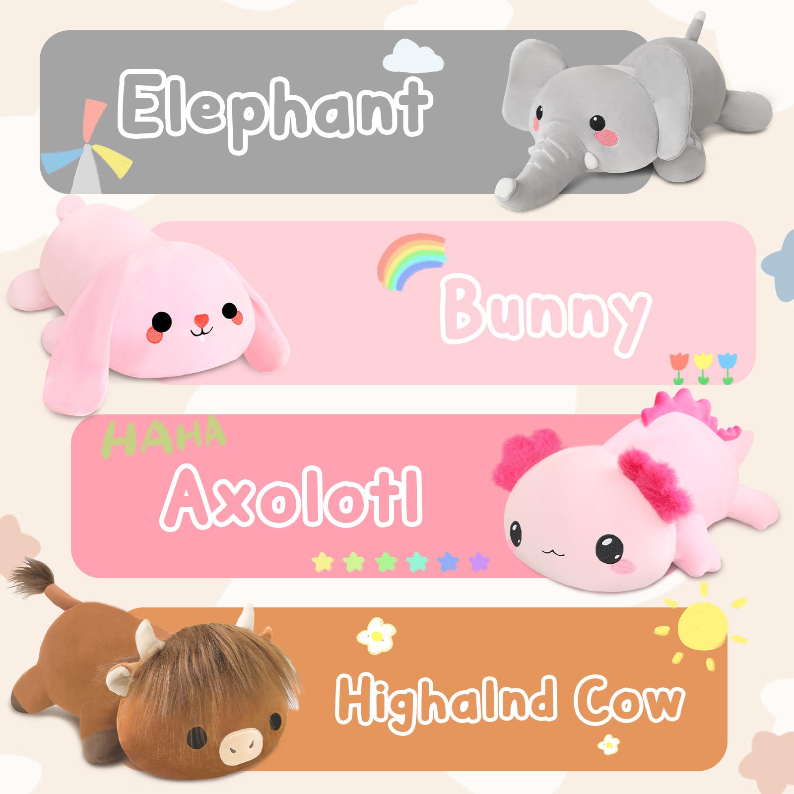 TOYSYM axolotl weighted plush removable cover, easy machine washing.