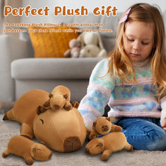 TOYSYM Capybara plush baby 2 removable for imaginative play.