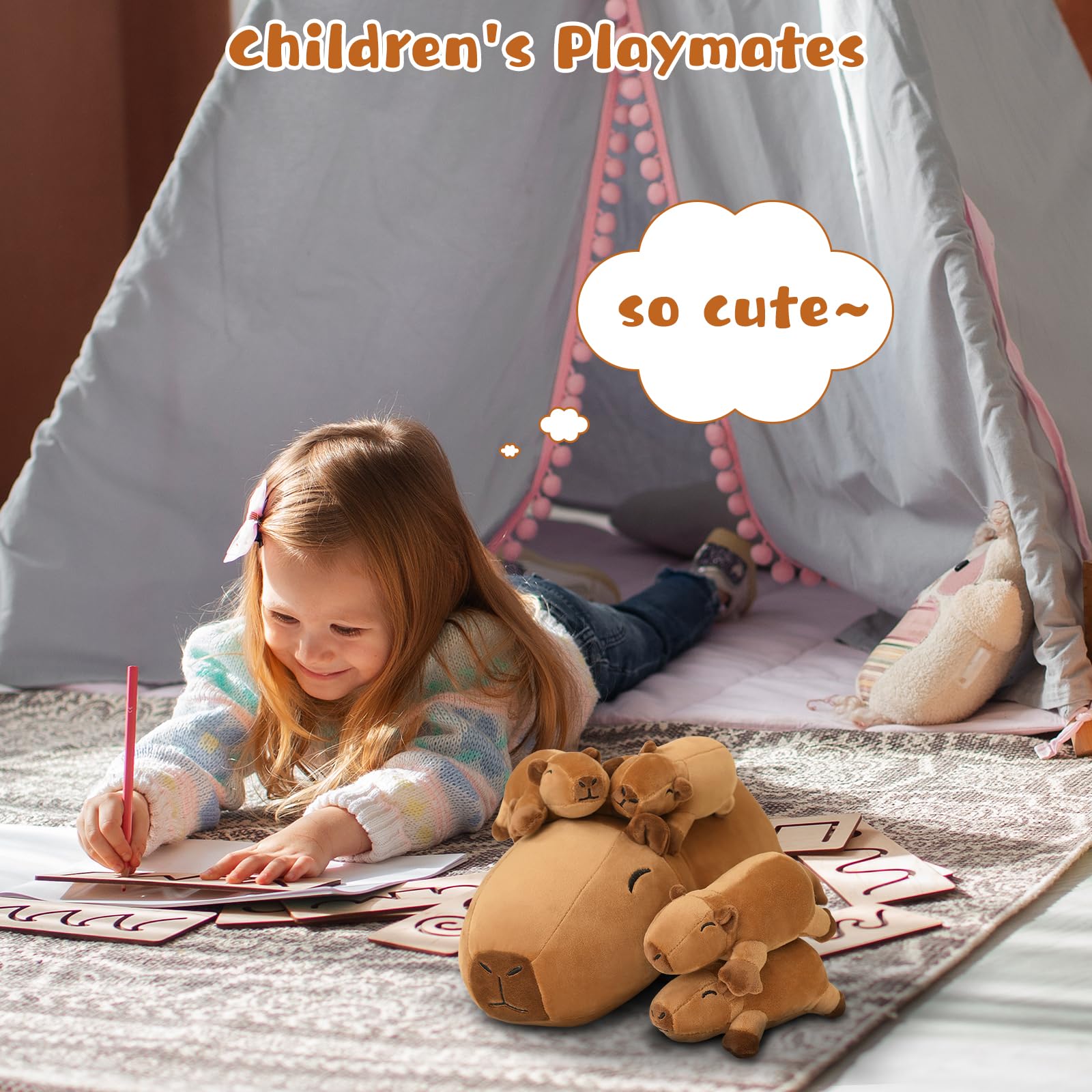 TOYSYM Capybara plush ideal as a hugging pillow.