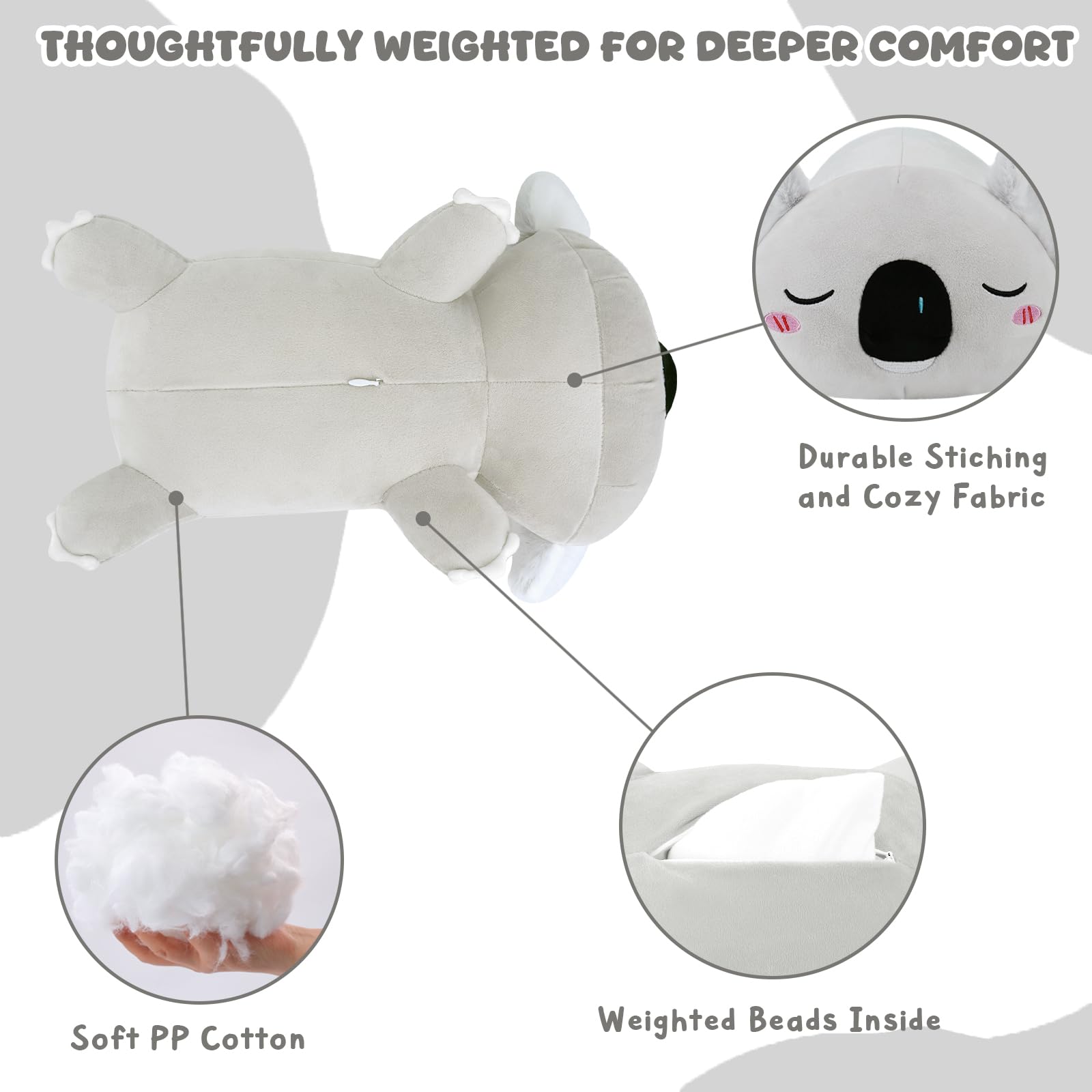 TOYSYM Koala Plush with squeezable limbs invites comforting hugs and calm moments
