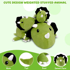 TOYSYM Triceratops weighted plush for bedtime snuggles and calm moments