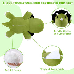 TOYSYM Triceratops weighted plush side view shows durable stitching