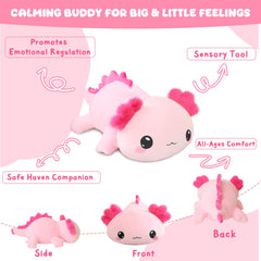 TOYSYM axolotl plush serves as a versatile snuggle buddy and decor for bedtime.