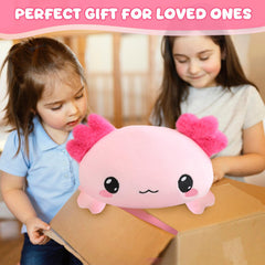 TOYSYM axolotl plush care guide shows machine wash for easy cleaning.