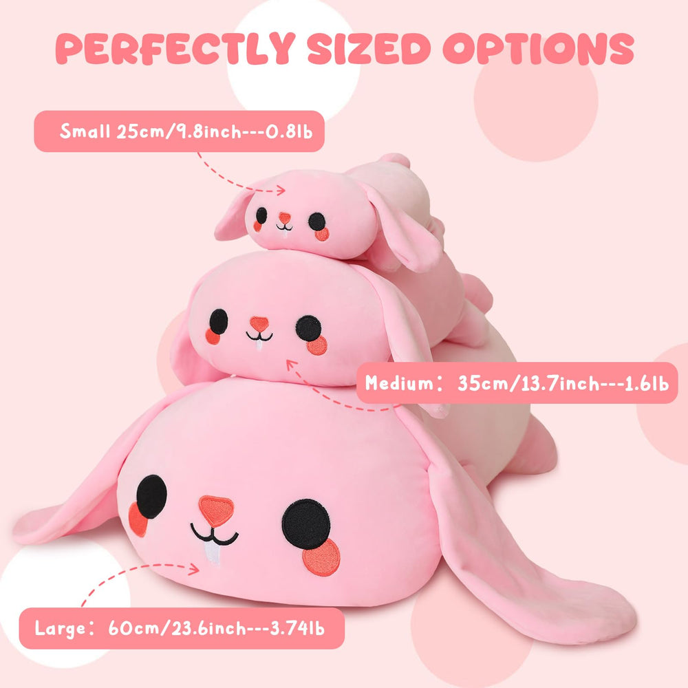 TOYSYM weighted bunny side-view highlighting its cuddly silhouette for play and décor.