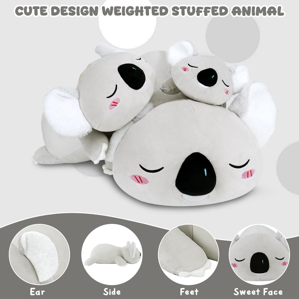 TOYSYM Weighted Koala in bed provides gentle support for relaxing evenings