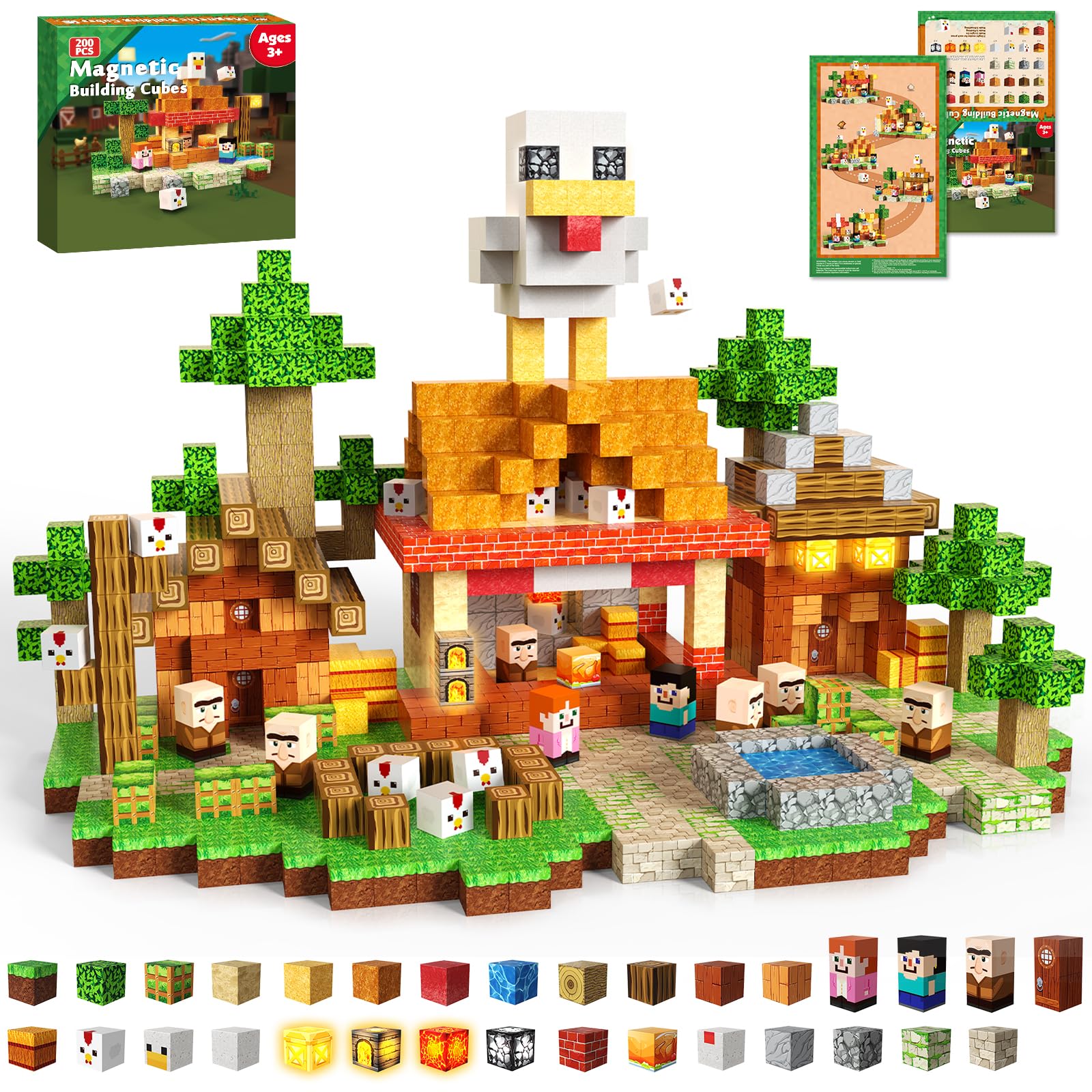 ToyUnited 200pcs magnetic blocks with light blocks evoke vibrant, sensory play and creativity.