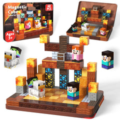 ToyUnited 60pcs magnetic blocks in a metal box for organized, portable play.