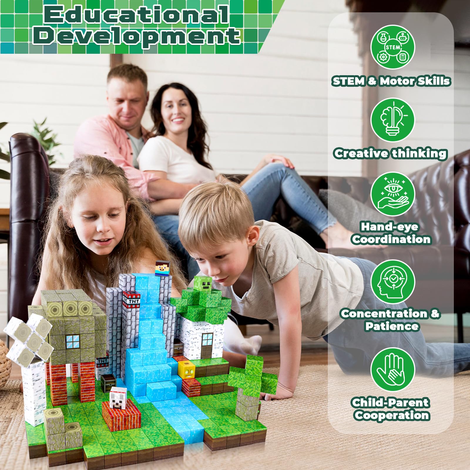 ToyUnited build-play-learn set encourages focus, coordination, and cooperative play.