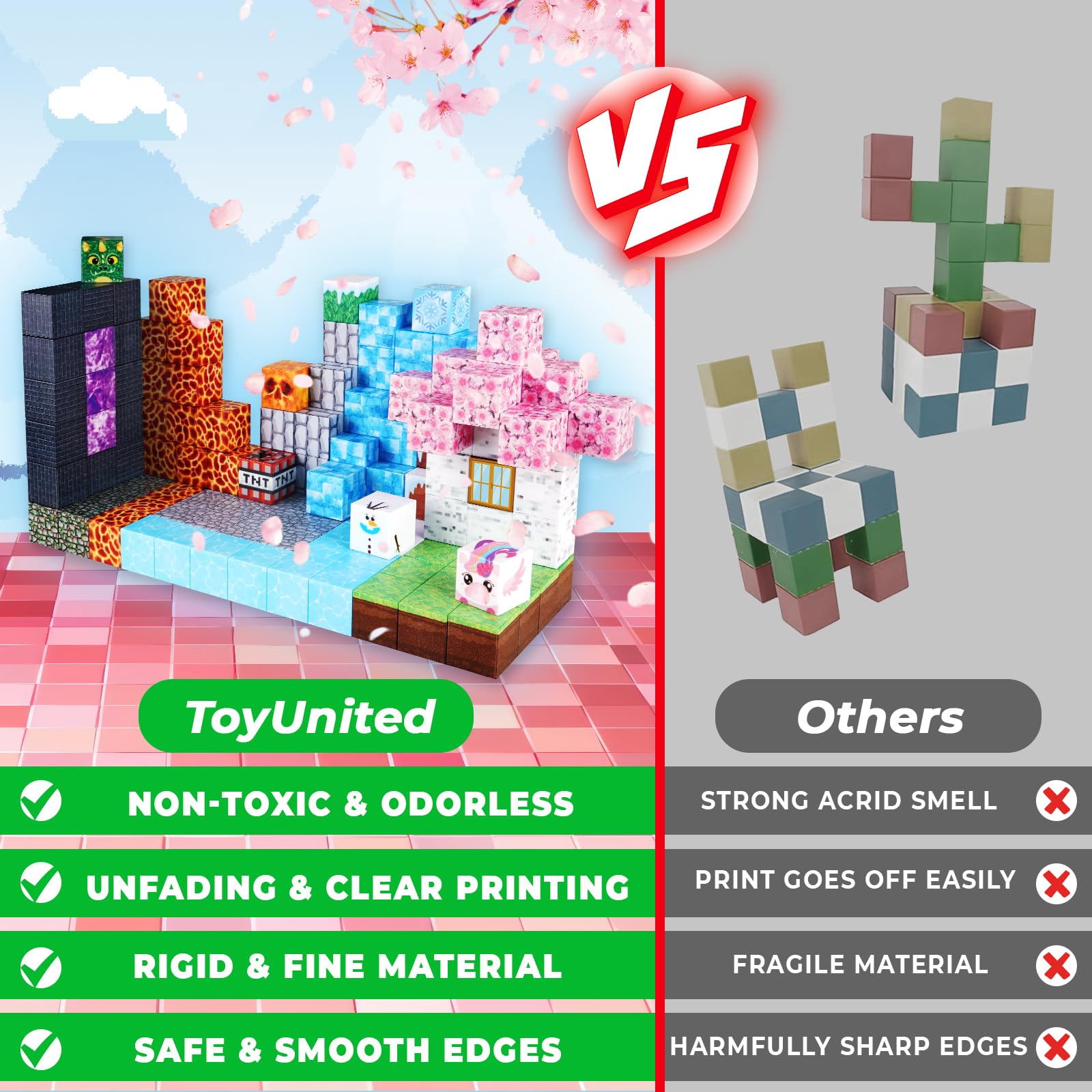 ToyUnited blocks show 14 patterns to inspire learning and play.