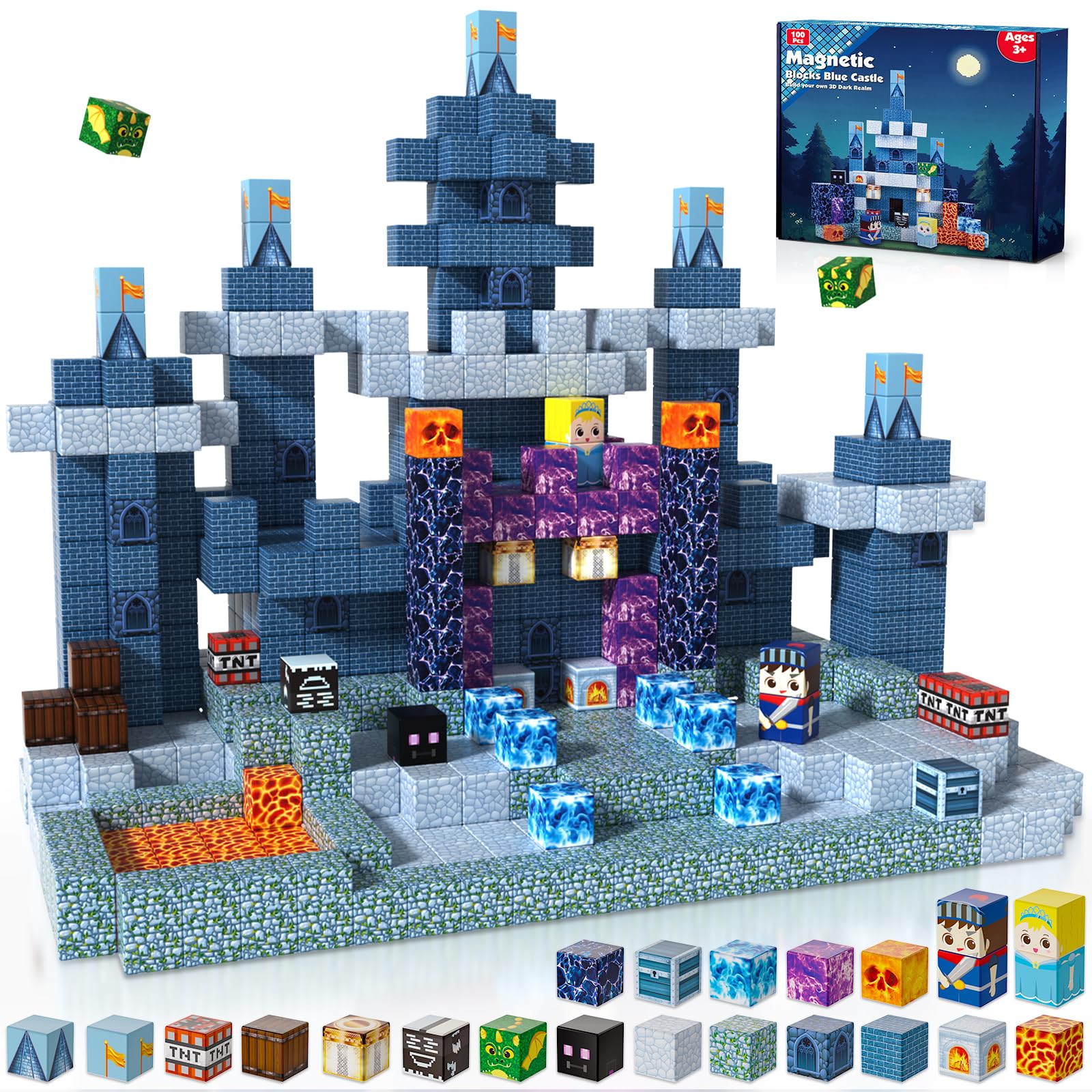 ToyUnited magnetic blocks blue castle set for imaginative building and safe play.