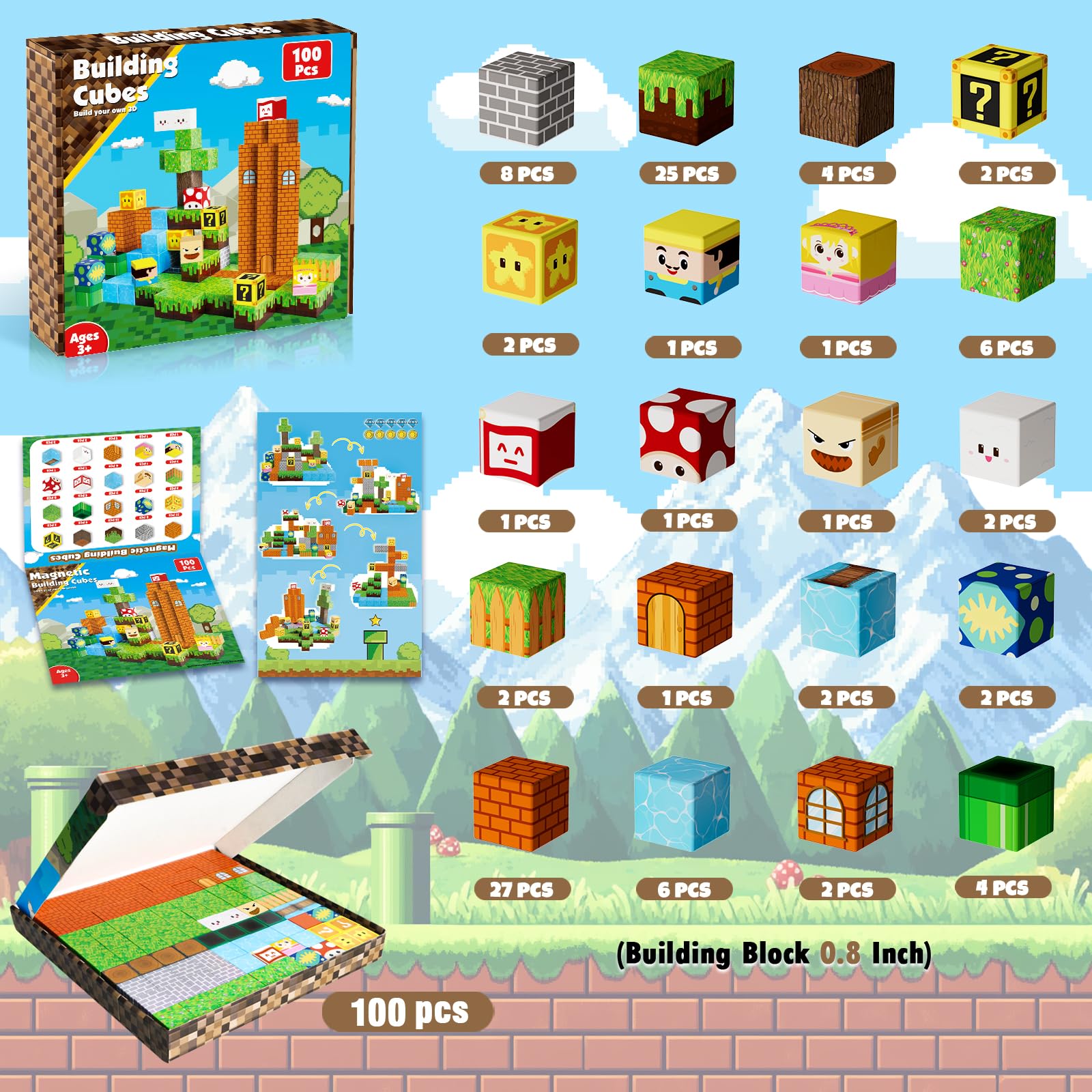 ToyUnited magnetic blocks colorful cubes promoting imagination and fine motor skills during building.