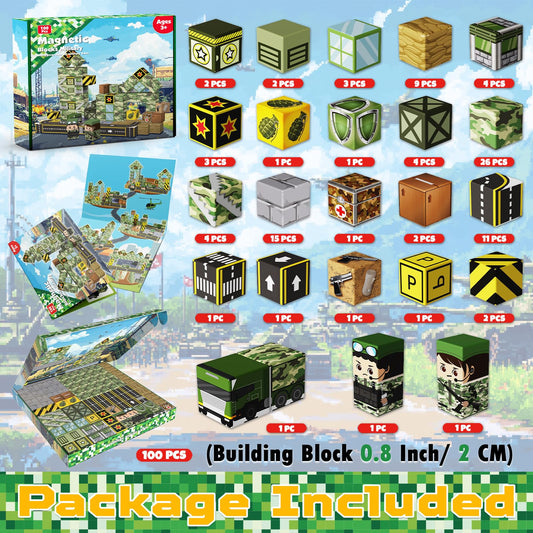 ToyUnited magnetic blocks stacking setup for imaginative building
