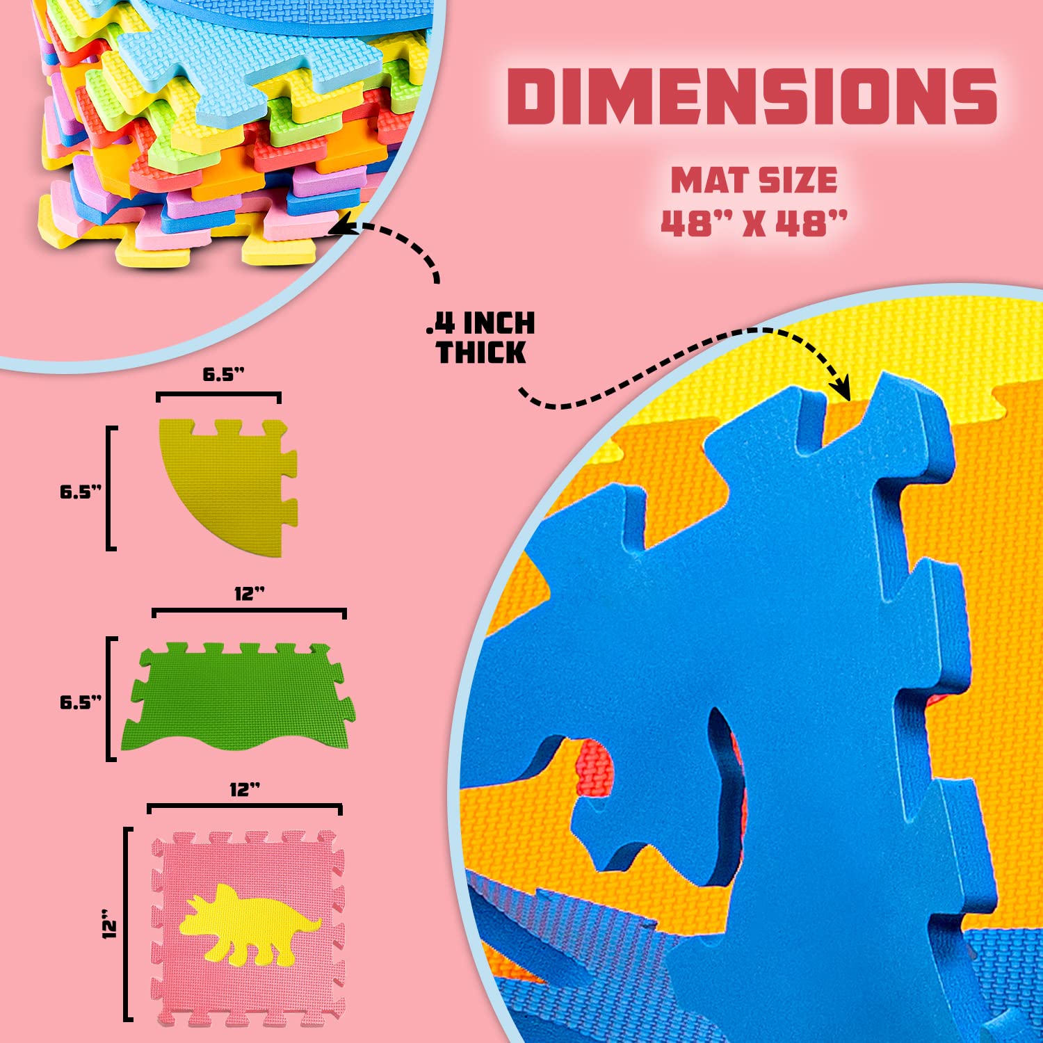 ToyVelt large play mat features bright dinosaur shapes for imaginative play.