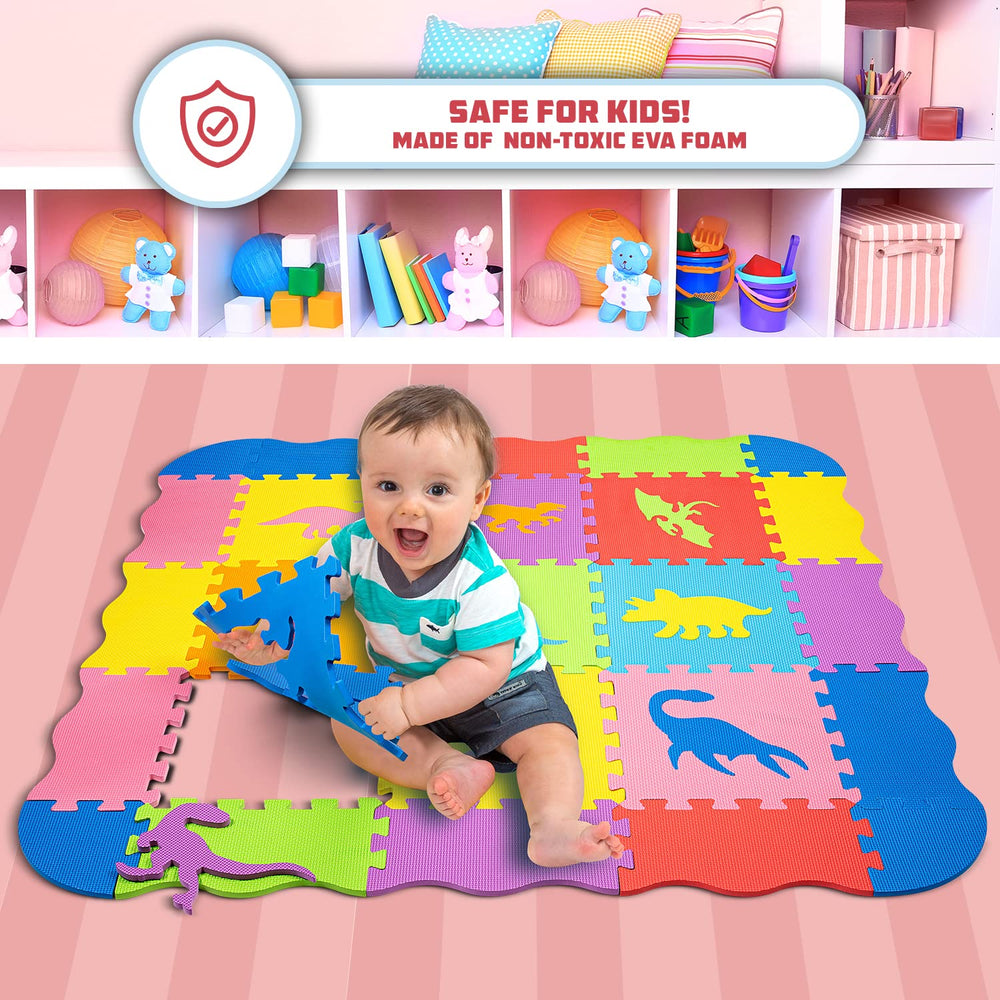 ToyVelt multicolor dinosaur design stimulates visual exploration during learning.