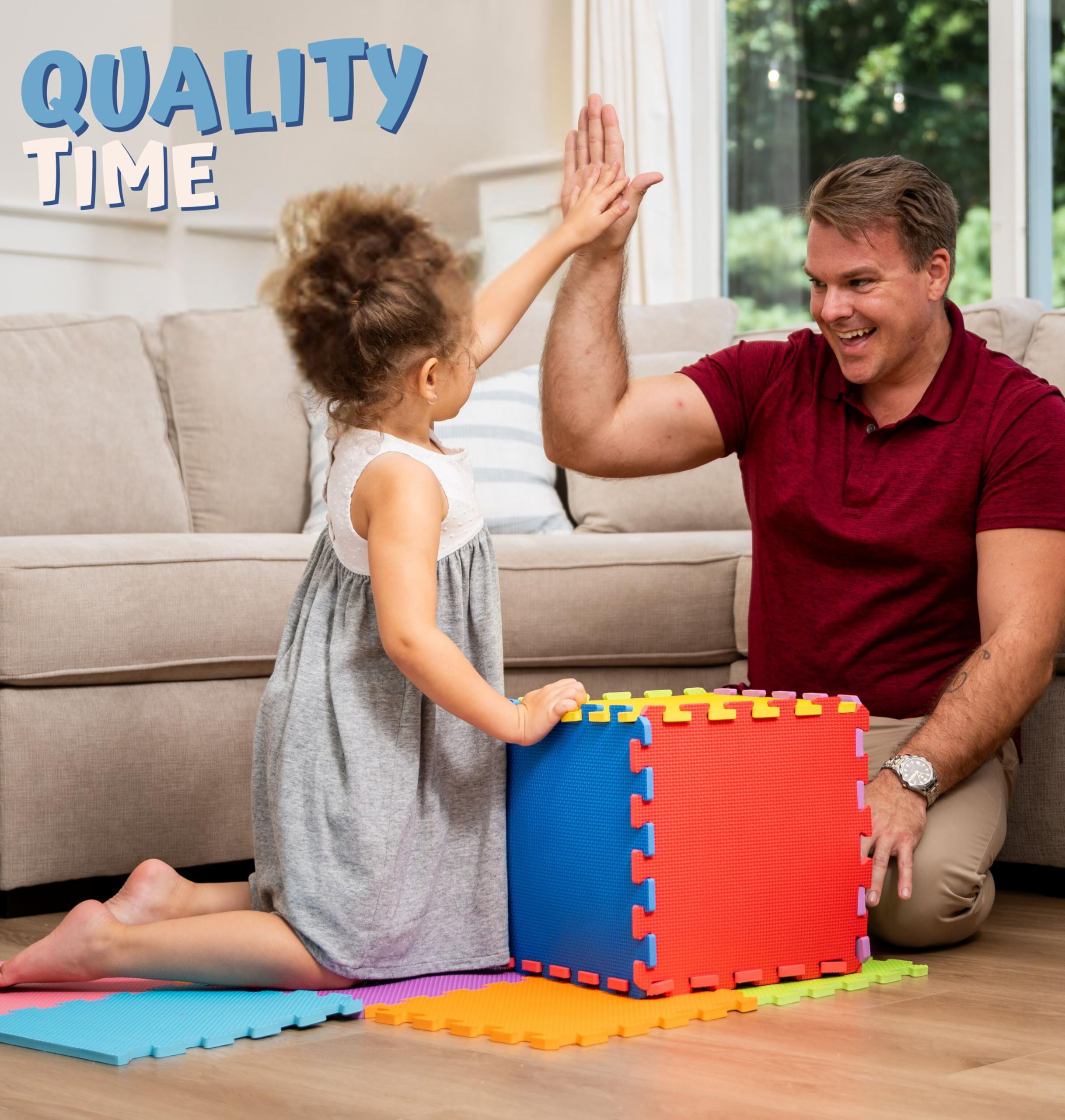 ToyVelt numbers design tiles encourage counting practice in a lively space.